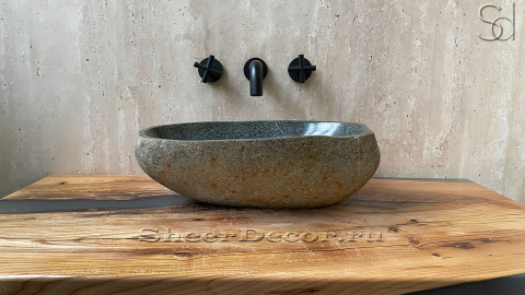 Раковина для ванной комнаты Piedra M206 из речного камня  Gris ИНДОНЕЗИЯ 00504511206_3