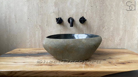 Раковина для ванной комнаты Piedra M213 из речного камня  Gris ИНДОНЕЗИЯ 00504511213_2