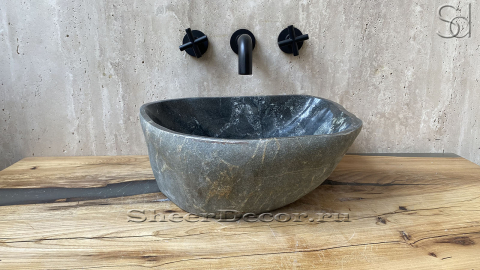 Раковина для ванной комнаты Piedra M289 из речного камня  Gris ИНДОНЕЗИЯ 00504511289_2