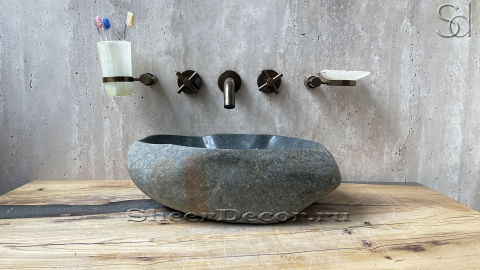 Раковина для ванной Piedra M292 из речного камня  Gris ИНДОНЕЗИЯ 00504511292_2