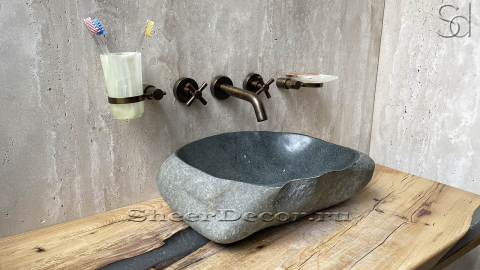 Раковина для ванной Piedra M292 из речного камня  Gris ИНДОНЕЗИЯ 00504511292_5