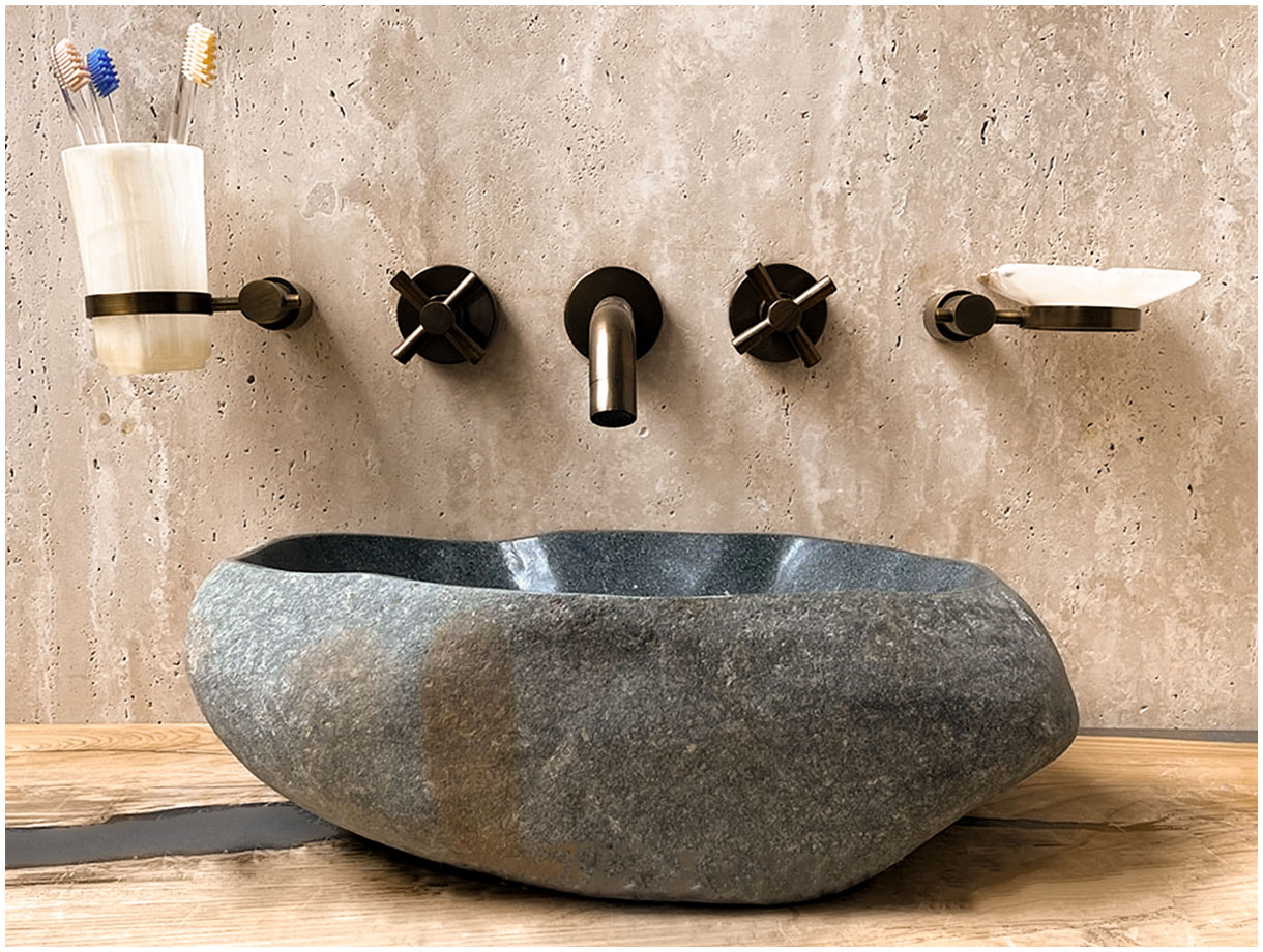 Раковина для ванной Piedra M292 из речного камня  Gris ИНДОНЕЗИЯ 00504511292_7