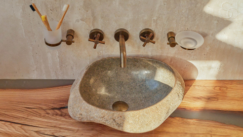 Раковина для ванной Piedra M296 из речного камня  Gris ИНДОНЕЗИЯ 00504511296_9
