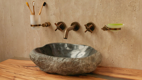 Раковина для ванной Piedra M302 из речного камня  Gris ИНДОНЕЗИЯ 00504511302_2