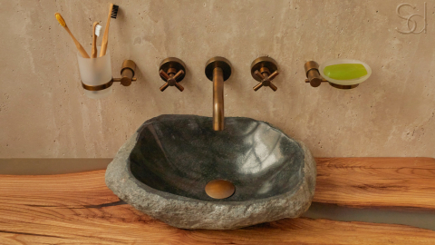 Раковина для ванной Piedra M302 из речного камня  Gris ИНДОНЕЗИЯ 00504511302_3