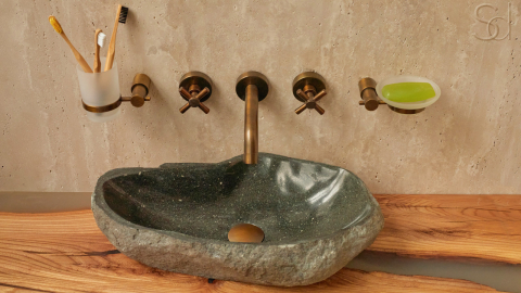 Раковина для ванной Piedra M305 из речного камня  Gris ИНДОНЕЗИЯ 00504511305_3