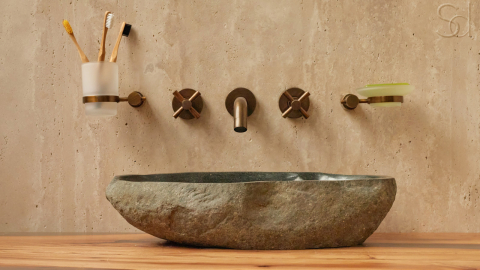 Раковина для ванной Piedra M305 из речного камня  Gris ИНДОНЕЗИЯ 00504511305_4