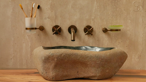 Раковина для ванной Piedra M315 из речного камня  Gris ИНДОНЕЗИЯ 00504511315_10
