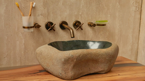 Раковина для ванной Piedra M315 из речного камня  Gris ИНДОНЕЗИЯ 00504511315_11