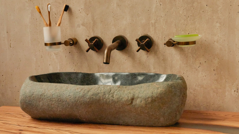Раковина для ванной Piedra M316 из речного камня  Gris ИНДОНЕЗИЯ 00504511316_1