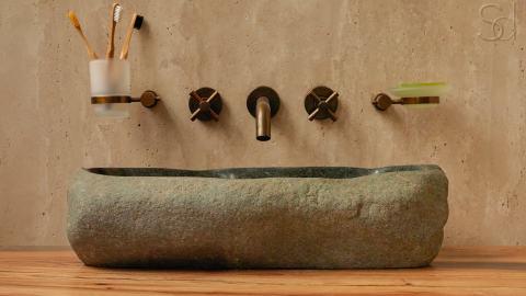 Раковина для ванной Piedra M316 из речного камня  Gris ИНДОНЕЗИЯ 00504511316_2