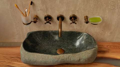 Раковина для ванной Piedra M316 из речного камня  Gris ИНДОНЕЗИЯ 00504511316_3