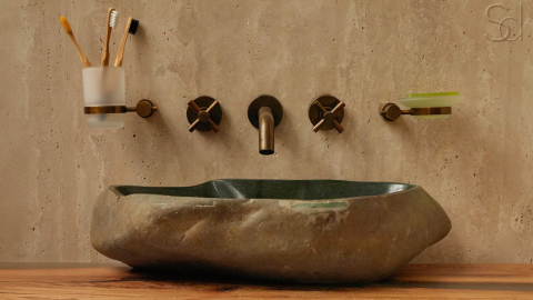 Раковина для ванной Piedra M318 из речного камня  Gris ИНДОНЕЗИЯ 00504511318_2