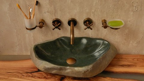 Раковина для ванной Piedra M318 из речного камня  Gris ИНДОНЕЗИЯ 00504511318_3