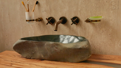 Раковина для ванной Piedra M318 из речного камня  Gris ИНДОНЕЗИЯ 00504511318_5