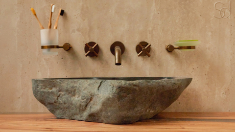 Раковина для ванной Piedra M319 из речного камня  Gris ИНДОНЕЗИЯ 00504511319_2