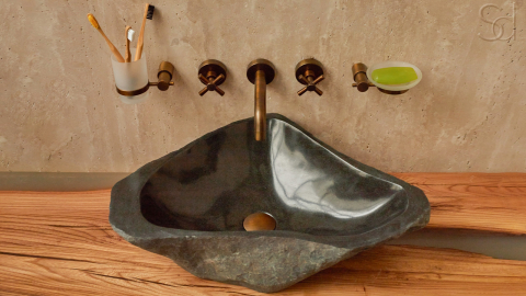 Раковина для ванной Piedra M319 из речного камня  Gris ИНДОНЕЗИЯ 00504511319_3