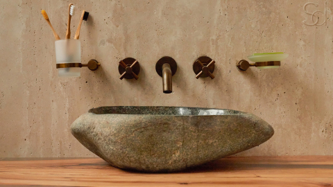 Раковина для ванной Piedra M330 из речного камня  Gris ИНДОНЕЗИЯ 00504511330_10
