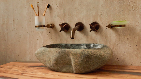 Раковина для ванной Piedra M330 из речного камня  Gris ИНДОНЕЗИЯ 00504511330_8