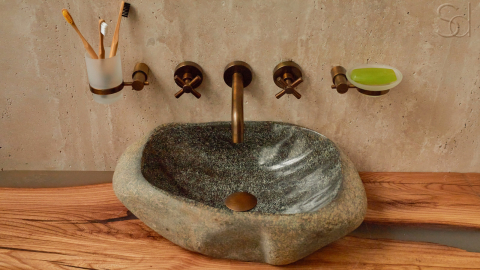 Раковина для ванной Piedra M330 из речного камня  Gris ИНДОНЕЗИЯ 00504511330_9