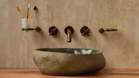 Раковина для ванной Piedra M331 из речного камня  Gris ИНДОНЕЗИЯ 00504511331_10