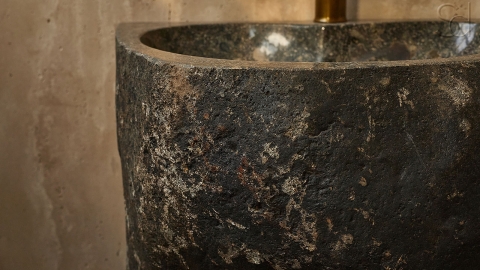 Раковина на ножке пьедестале Piedra M322 из речного камня  Gris ИНДОНЕЗИЯ 00504517322_8