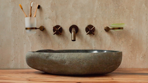 Раковина для ванной Piedra M333 из речного камня  Gris ИНДОНЕЗИЯ 00504511333_1