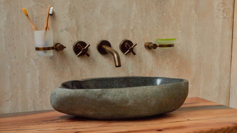 Раковина для ванной Piedra M333 из речного камня  Gris ИНДОНЕЗИЯ 00504511333_2
