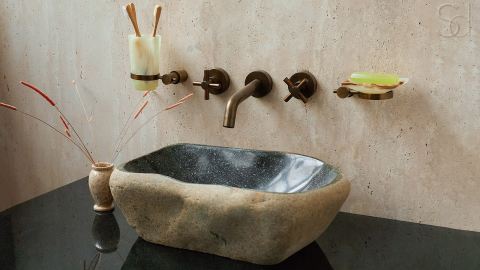 Раковина для ванной Piedra M340 из речного камня  Gris ИНДОНЕЗИЯ 00504511340_6