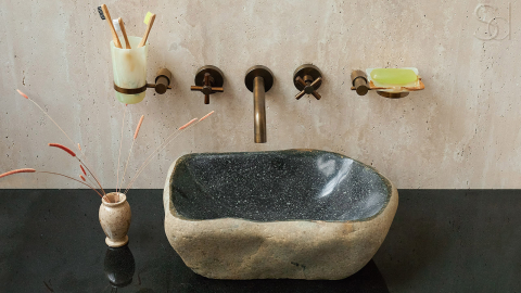 Раковина для ванной Piedra M340 из речного камня  Gris ИНДОНЕЗИЯ 00504511340_7