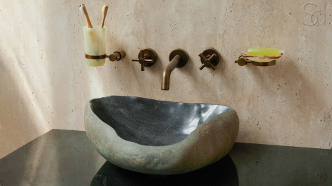 Раковина для ванной Piedra M341 из речного камня  Gris ИНДОНЕЗИЯ 00504511341_2