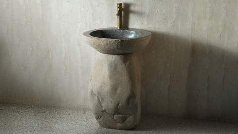 Гранитная раковина с пьедесталом Piedra M548 из серого камня Gris ИНДОНЕЗИЯ 00504517548 для  комнаты_1