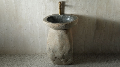 Гранитная раковина с пьедесталом Piedra M548 из серого камня Gris ИНДОНЕЗИЯ 00504517548 для  комнаты_3