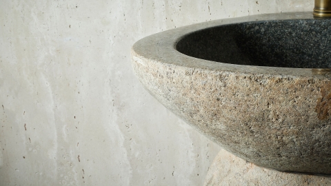Гранитная раковина с пьедесталом Piedra M548 из серого камня Gris ИНДОНЕЗИЯ 00504517548 для  комнаты_5