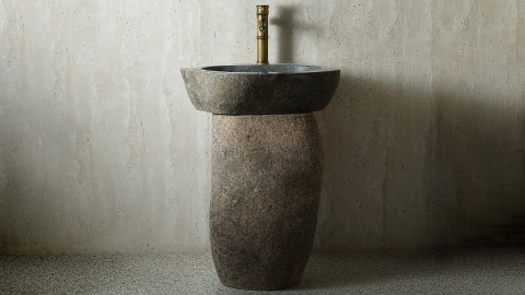 Гранитная раковина с пьедесталом Piedra M550 из серого камня Gris ИНДОНЕЗИЯ 00504517550 для  комнаты_1