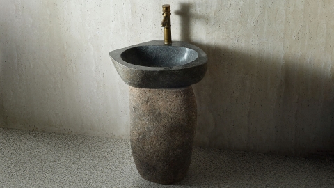 Гранитная раковина с пьедесталом Piedra M550 из серого камня Gris ИНДОНЕЗИЯ 00504517550 для  комнаты_2