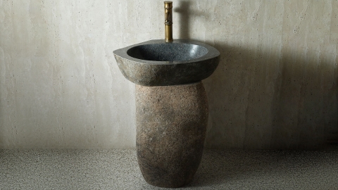 Гранитная раковина с пьедесталом Piedra M550 из серого камня Gris ИНДОНЕЗИЯ 00504517550 для  комнаты_4
