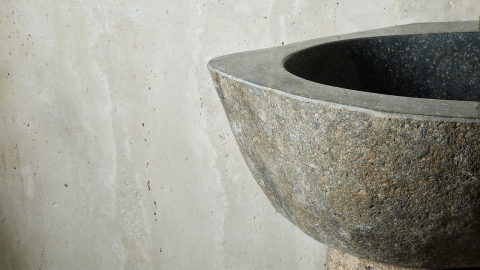 Гранитная раковина с пьедесталом Piedra M550 из серого камня Gris ИНДОНЕЗИЯ 00504517550 для  комнаты_5