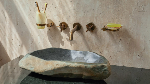 Раковина для ванной Piedra M344 из речного камня  Gris ИНДОНЕЗИЯ 00504511344_2