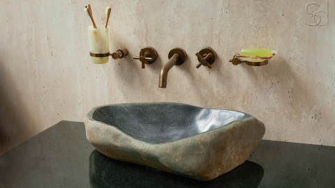 Раковина для ванной Piedra M344 из речного камня  Gris ИНДОНЕЗИЯ 00504511344_6