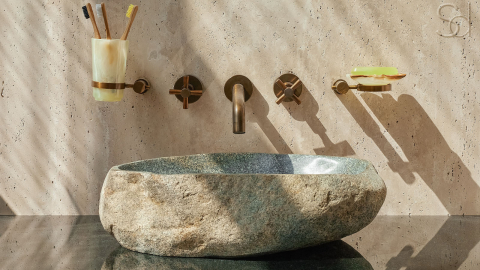 Раковина для ванной Piedra M345 из речного камня  Gris ИНДОНЕЗИЯ 00504511345_5