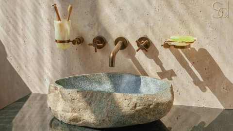 Раковина для ванной Piedra M345 из речного камня  Gris ИНДОНЕЗИЯ 00504511345_6