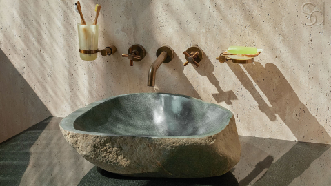 Раковина для ванной Piedra M346 из речного камня  Gris ИНДОНЕЗИЯ 00504511346_6