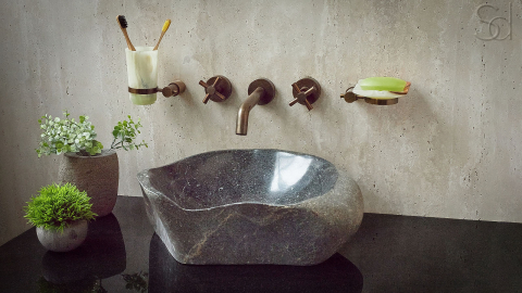 Раковина для ванной Piedra M421 из речного камня  Gris ИНДОНЕЗИЯ 00504511421_7