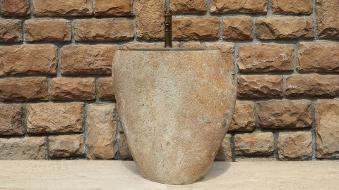 Серая раковина с пьедесталом Piedra M557 из речного гранита Gris ИНДОНЕЗИЯ 00504517557 для  комнаты_1