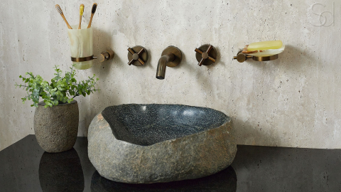 Раковина для ванной Piedra M354 из речного камня  Gris ИНДОНЕЗИЯ 00504511354_7