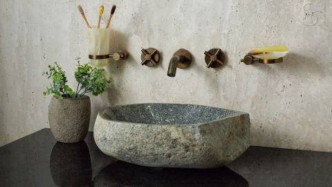 Раковина для ванной Piedra M359 из речного камня  Gris ИНДОНЕЗИЯ 00504511359_3