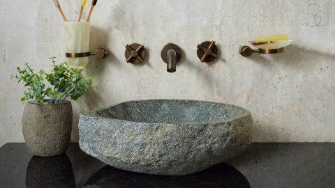 Раковина для ванной Piedra M359 из речного камня  Gris ИНДОНЕЗИЯ 00504511359_5