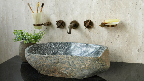 Раковина для ванной Piedra M410 из речного камня  Gris ИНДОНЕЗИЯ 00504511410_2