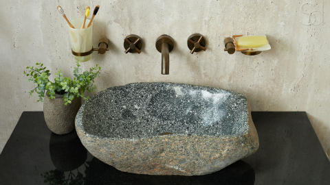 Раковина для ванной Piedra M410 из речного камня  Gris ИНДОНЕЗИЯ 00504511410_4